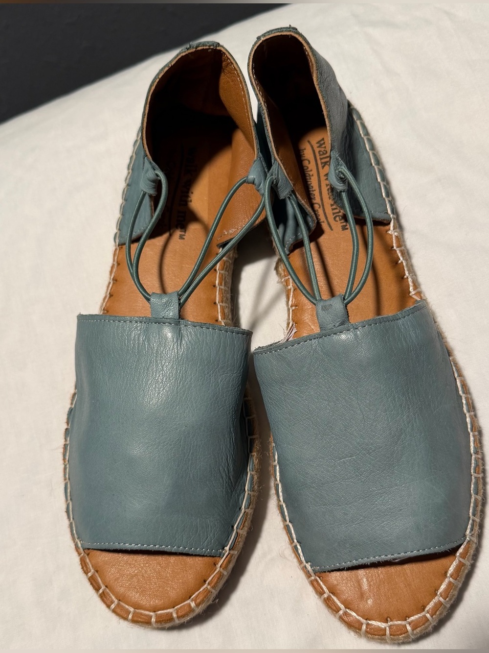 Coldwater Creek Teal Leather Espadrille Flats size 39